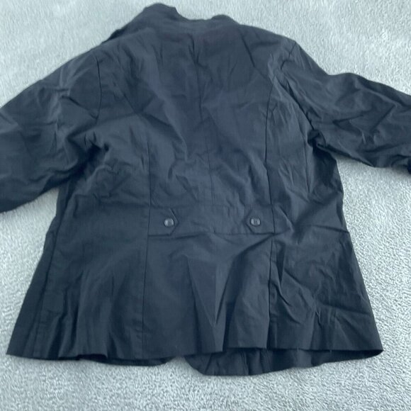Black Torrid Womens Blazer Jacket Size 2 With Ruched Sleeves & Button 0090 - Picture 2 of 9